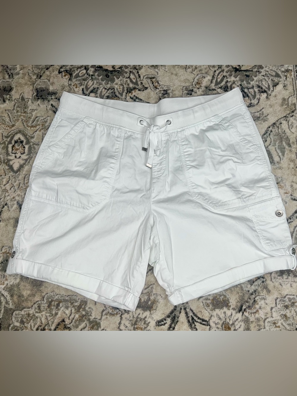 Terra & Sky White Drawstring Cotton Bermuda Shorts